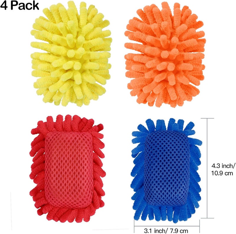 SITHON 4 Pieces Magnetic Microfiber Shag Whiteboard Eraser, Washable Microfiber Shag Dry Erase Board Eraser for Markers, Chalk, Home and Office (Navy/Yellow/Red/Orange) - Image 2